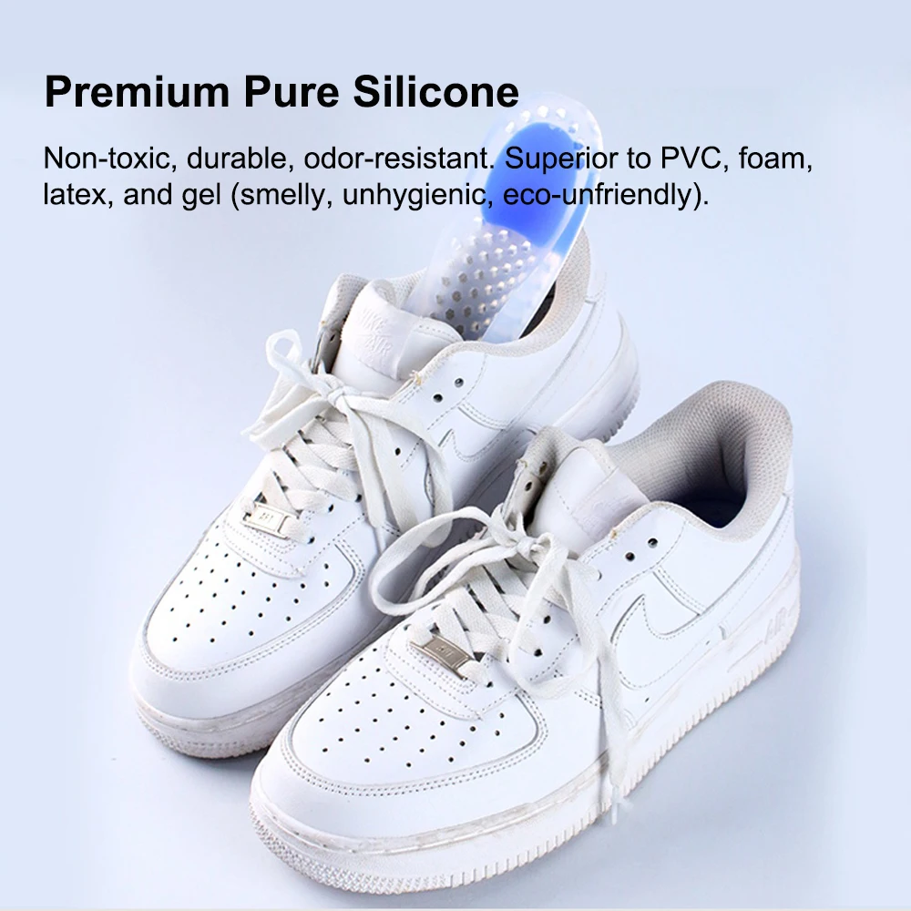 Breathable Silicone Shoe Insoles Shock Absorption Arch Support Heel & Foot Pain Relief Unisex Summer Soft Full Pad
