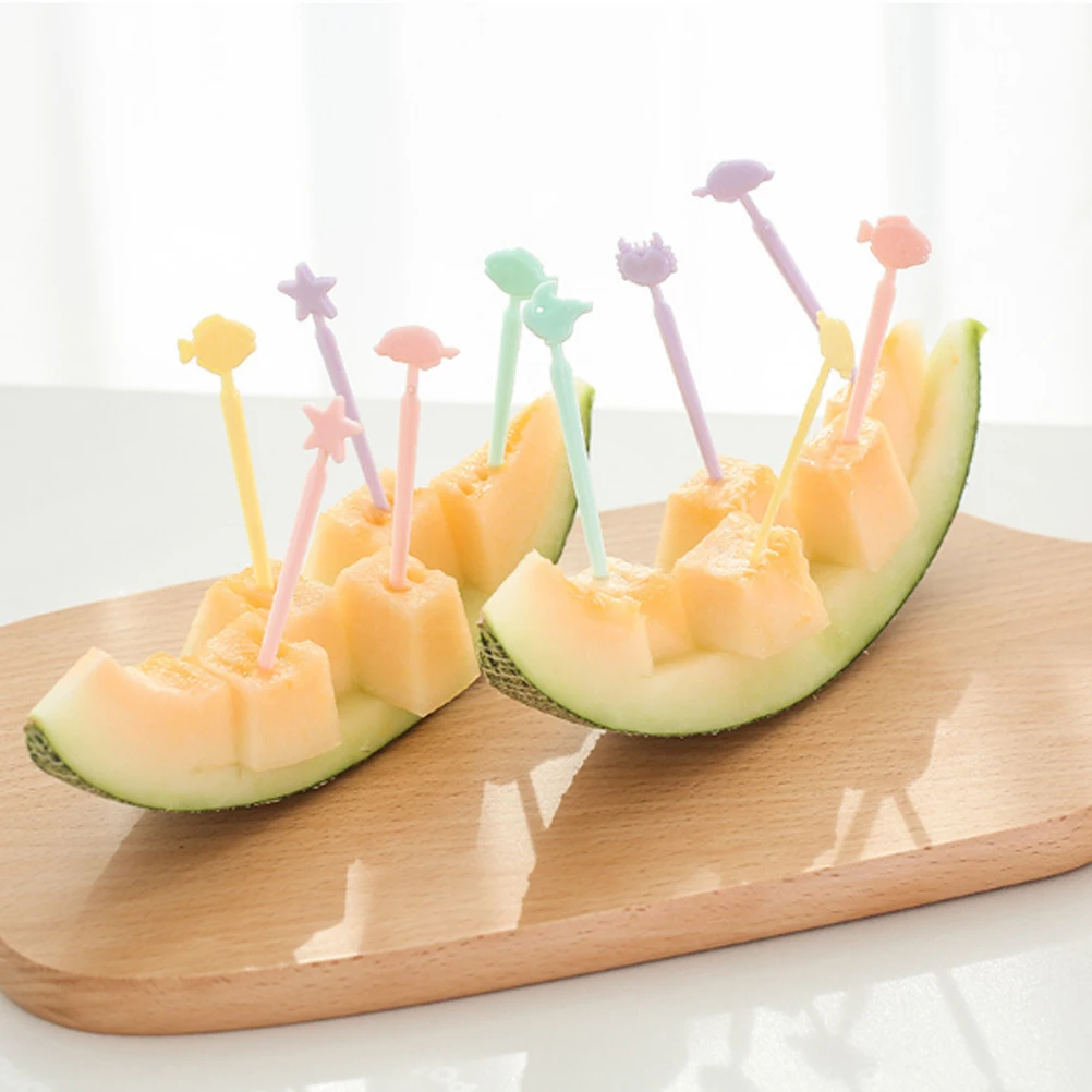 

20 Pcs Cupcake Toppers Fruit Fork Animal Cartoon Dessert Decor Food Picks Child Fruitful
