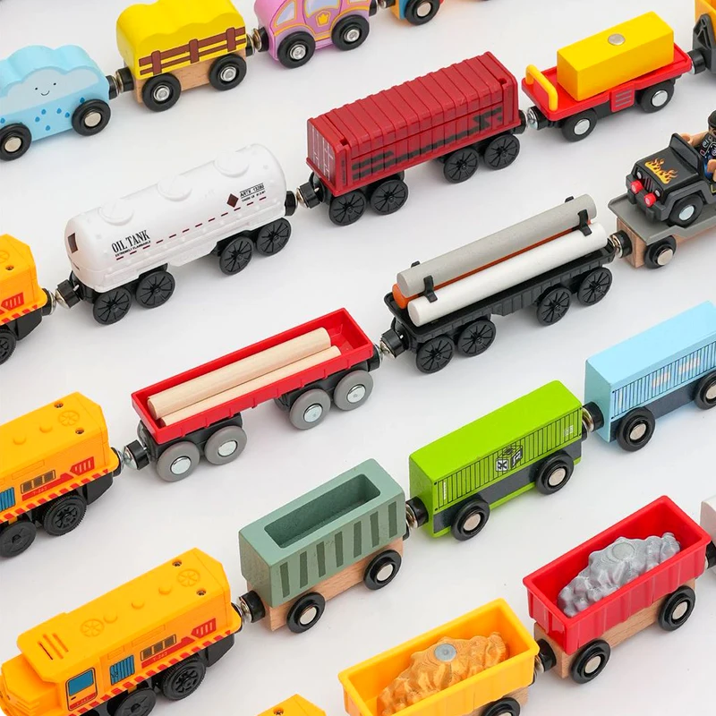 

Магнитный электрический поезд T263 на батарейках, подходит для деревянных железнодорожных путей, игрушки для детей, подарок