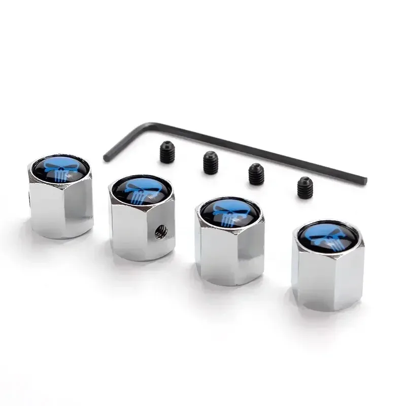4Pcs/Set Skull Car Wheel Tire Valve Stem Caps, Waterproof, Airtight Dust Proof Covers Car Styling Decor Auto Accessories
