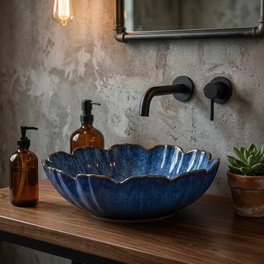 R*# Luxury Modern Flower Pattern Ceramic Art Basin with Polished Finish Easy Clean & Water Resistant for Hotel & Bedroom Use