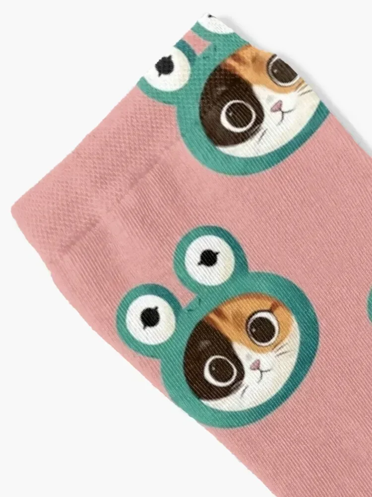 Cat with frog hat Socks luxe tennis aesthetic summer Boy Socks Women's