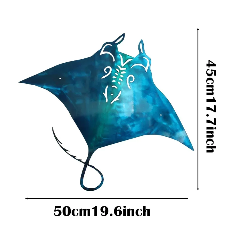 HELLOYOUNG  Metal Manta Ray Wall Hanging Decor Art Coastal Decor Beach Sign Home Decoration Ocean Baby Shower Holiday Birthday G