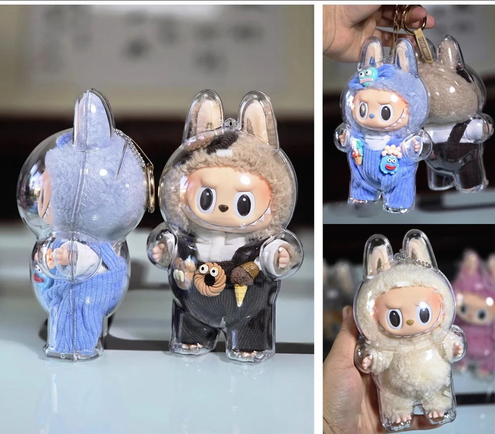 

For Labubu Transparent Protective Shell Anime Figures Clothes School Bag Ornament Birthday New Year Gift Toy