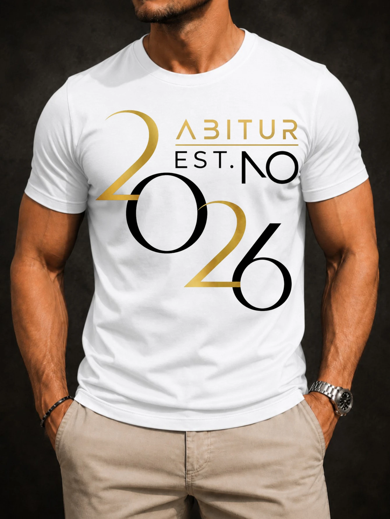 Abitur Est No 2026 minimalist  and gold graduation typography with split numerals  Tee and casual  Unisex All T-Shirt