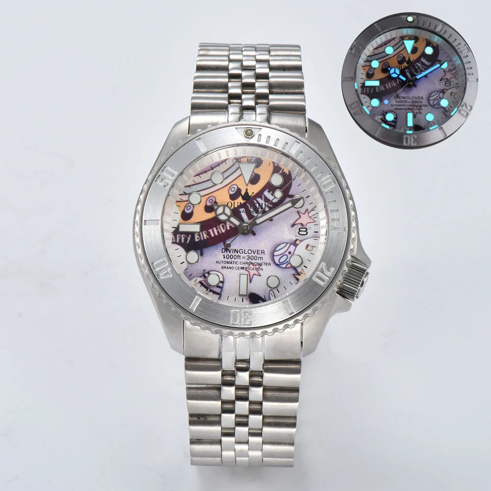Orologio da uomo 007 da 40,5 mm con cassa in cristallo di zaffiro Orologio subacqueo skx con movimento automatico giapponese autentico NH35/NH36 personalizza il logo