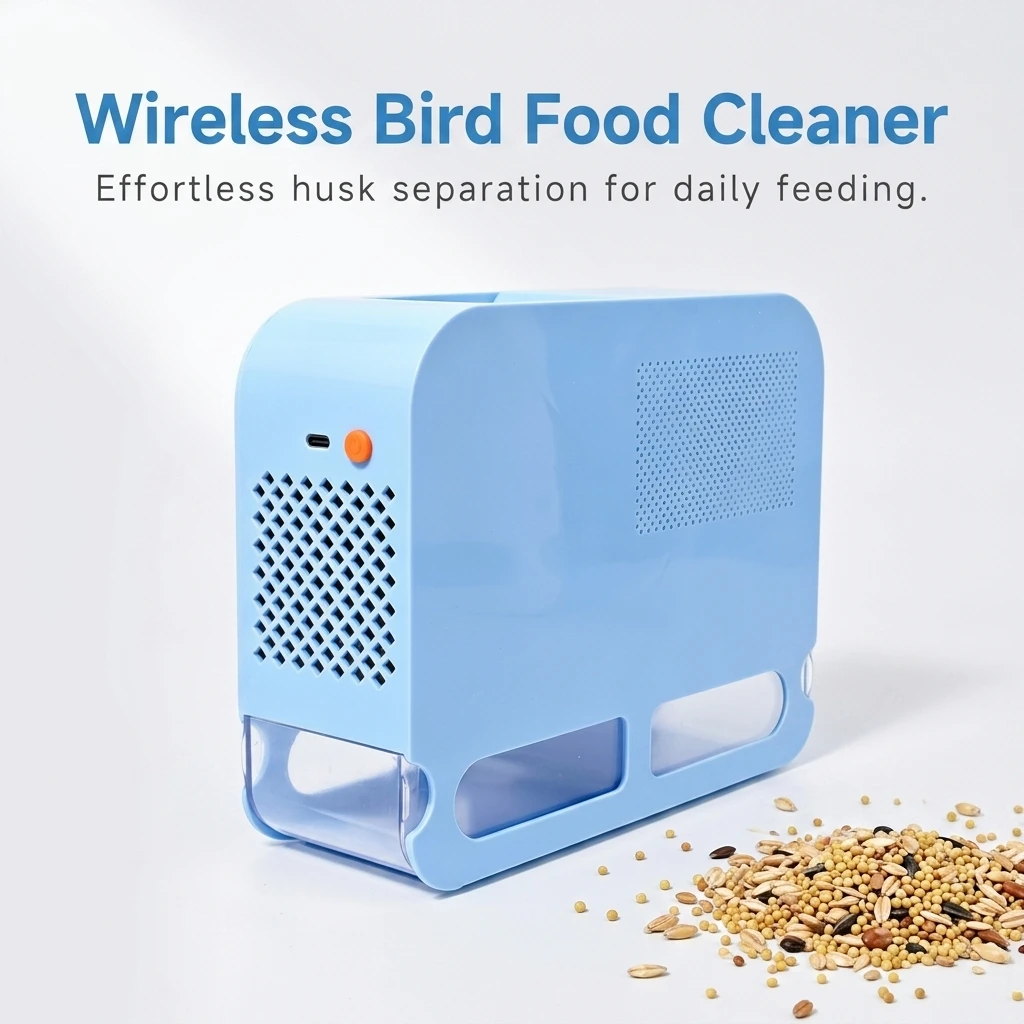 Budgie Owners Bird Food Winnower Seed Sifting Machine for Home Pet Care Wireless Rechargeable Low Noise ABS Cleaner Tool