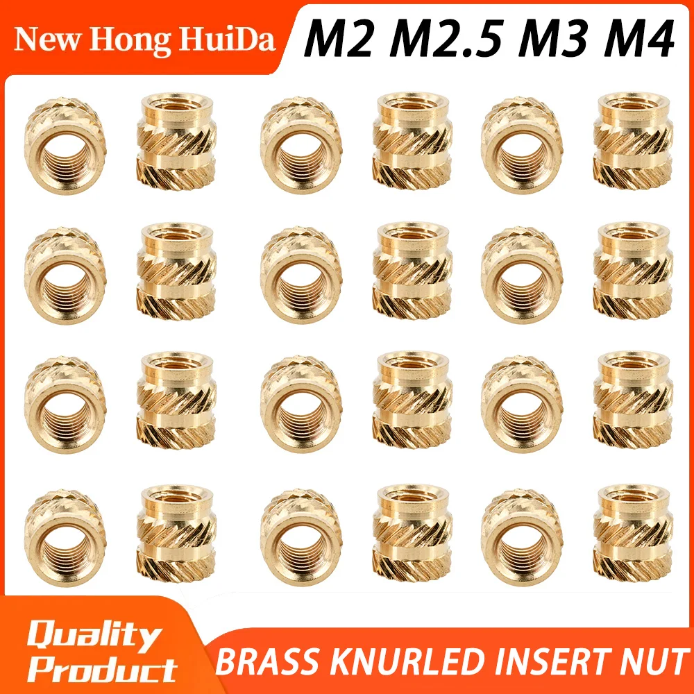 500PCS M2 M2.5 M3 M4 Brass Heat Threaded Insert Nut Thread Heat Molding Double Twill Injection Embedment Nuts 3D Pringting Print