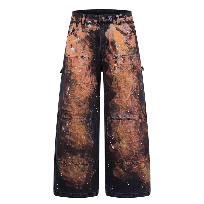 

Graffiti Wide Leg Loose Men Baggy Jeans Straight Denim Trousers Soft Men’s Jeans Y2k Pants Brand Clothing