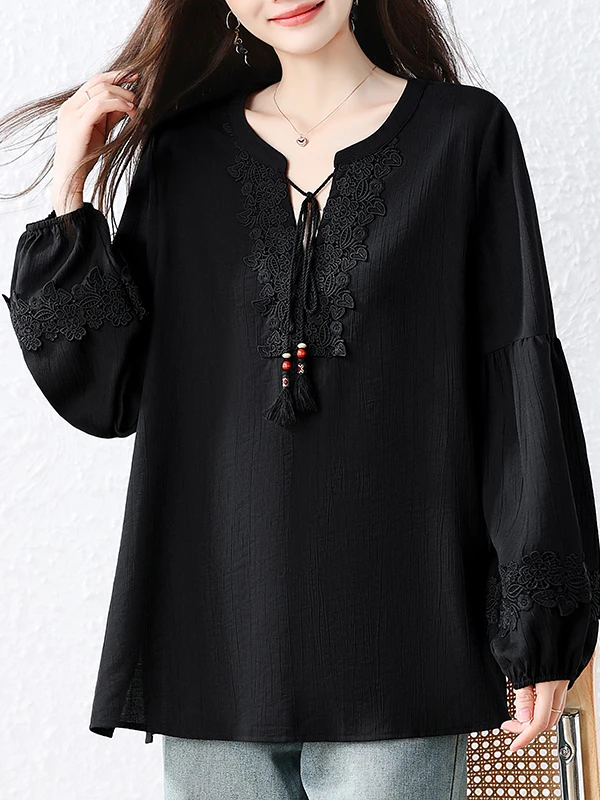 Fashionable Loose Women's Shirt Textured Design Early Autumn Slimming Effect Brand Name Tailored Goods Polyester Fiber Long S...