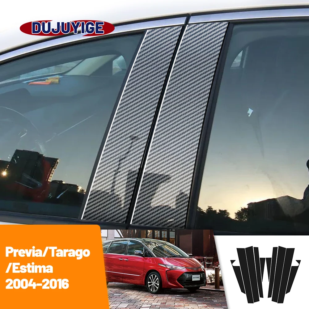 For Toyota Previa Tarago Estima 2004-2016 2005 2006 2007 Carbon Fiber Window Door Column Deal B C Pillar Post Cover Trim Sticker