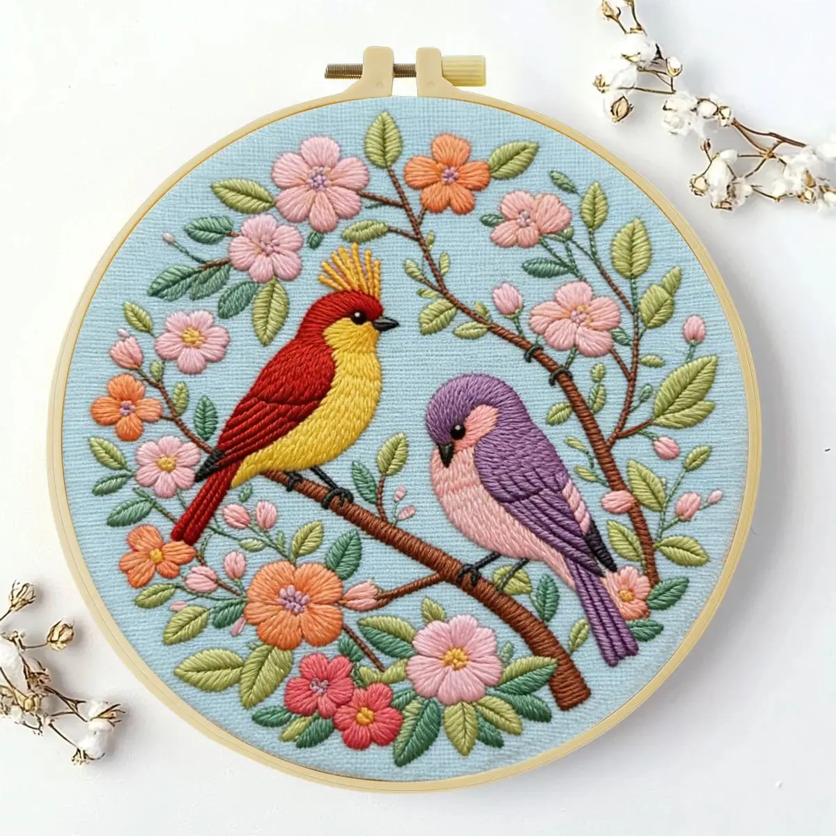 1 Stück 20X20CM/15X15CM 7,87/6,3 Zoll Vogel-Stickerei-Starter-Kit DIY-Kit DIY-Stickerei-Set Handarbeiten Nadelkunst Heimdekoration – Detail 2