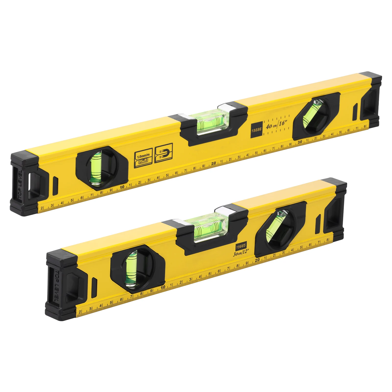 2Pcs Aluminium Alloy Magnetic Spirit Level Anti Slip High Precision Torpedo Measuring Tool With 45° 90° 180° Bubble for Hanging
