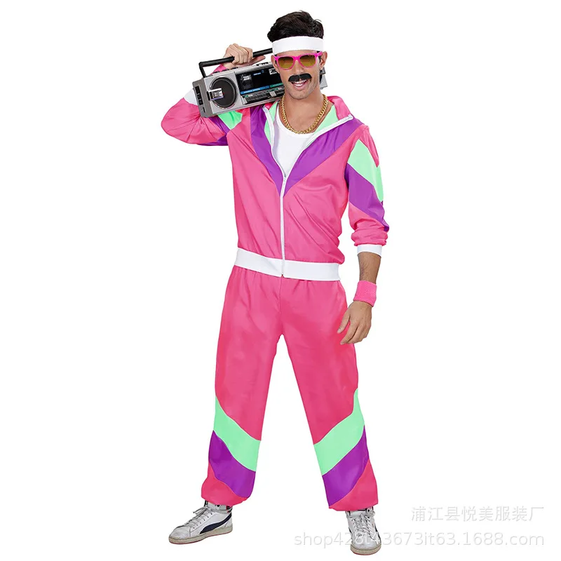 70s 80s Hippie Costumes Retro Carnival Party Halloween Rock Disco Cosplay Outfits Performance Sweatshirt Hip-hop Training Suit