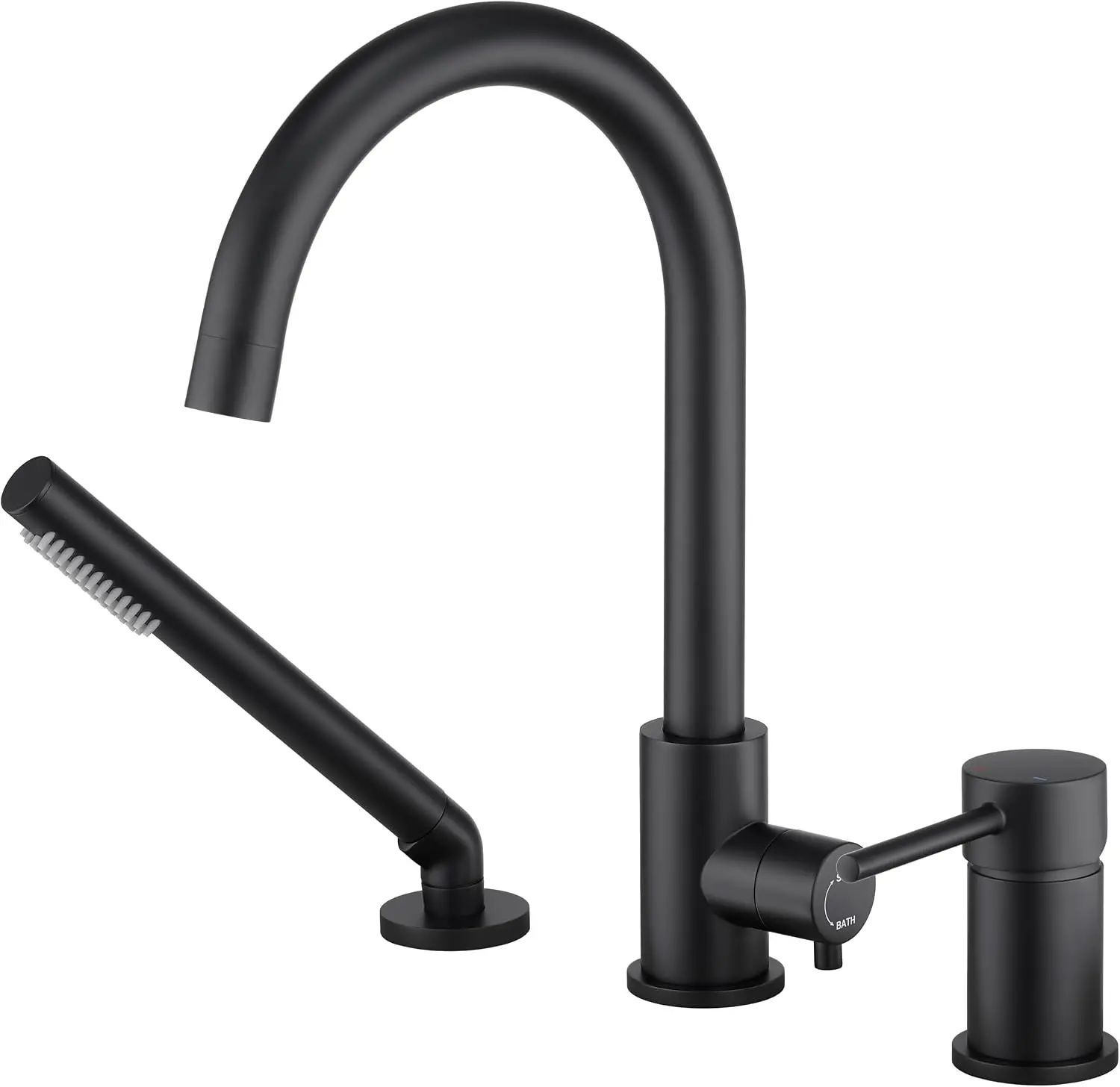 Deck Mount Tub Faucet Black with Sprayer High Flow Bathtub Faucets Brass Tub Filler Bathroom Faucets with Handeld Shower Mounted Roman