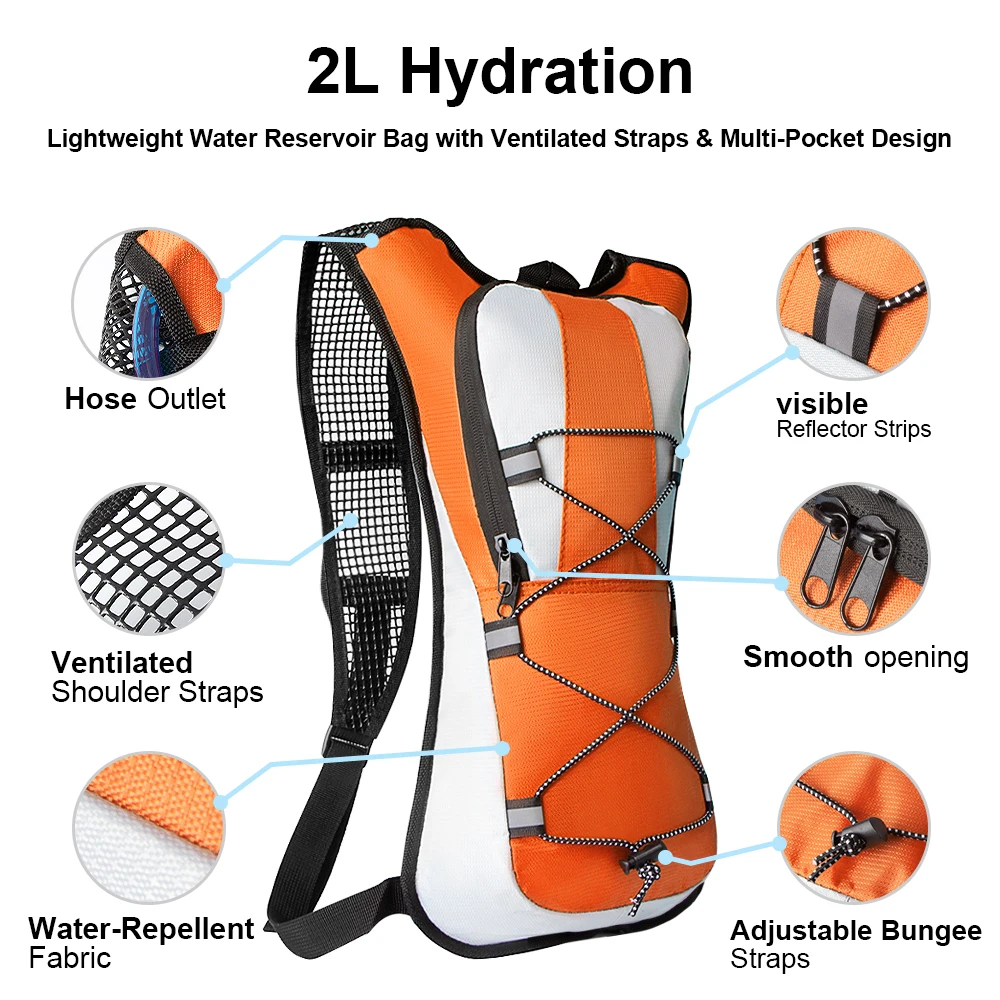 Hydration Backpack Hydration Pack with 2L Water Bladder, Lightweight Insulation Water Backpack for CyclingHiking,RunningClimbing