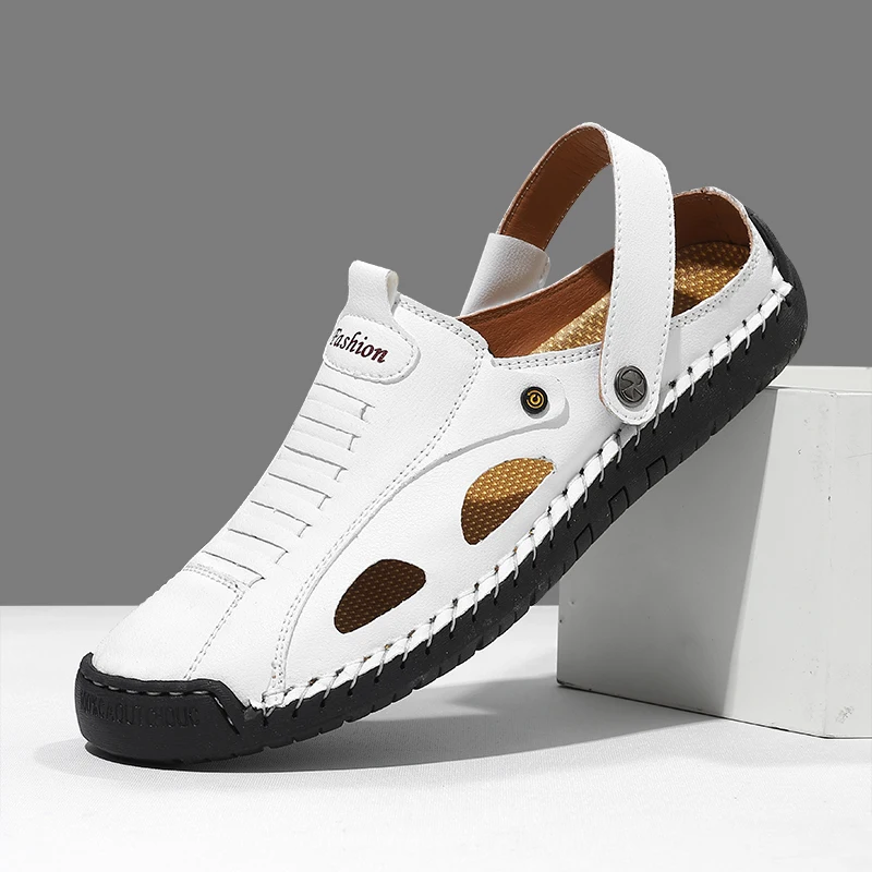 

Summer Sandals Men Leather Classic Roman Sandals 2026 Slipper Outdoor Sneaker Beach Rubber Flip Flops Men Water Trekking Sandals