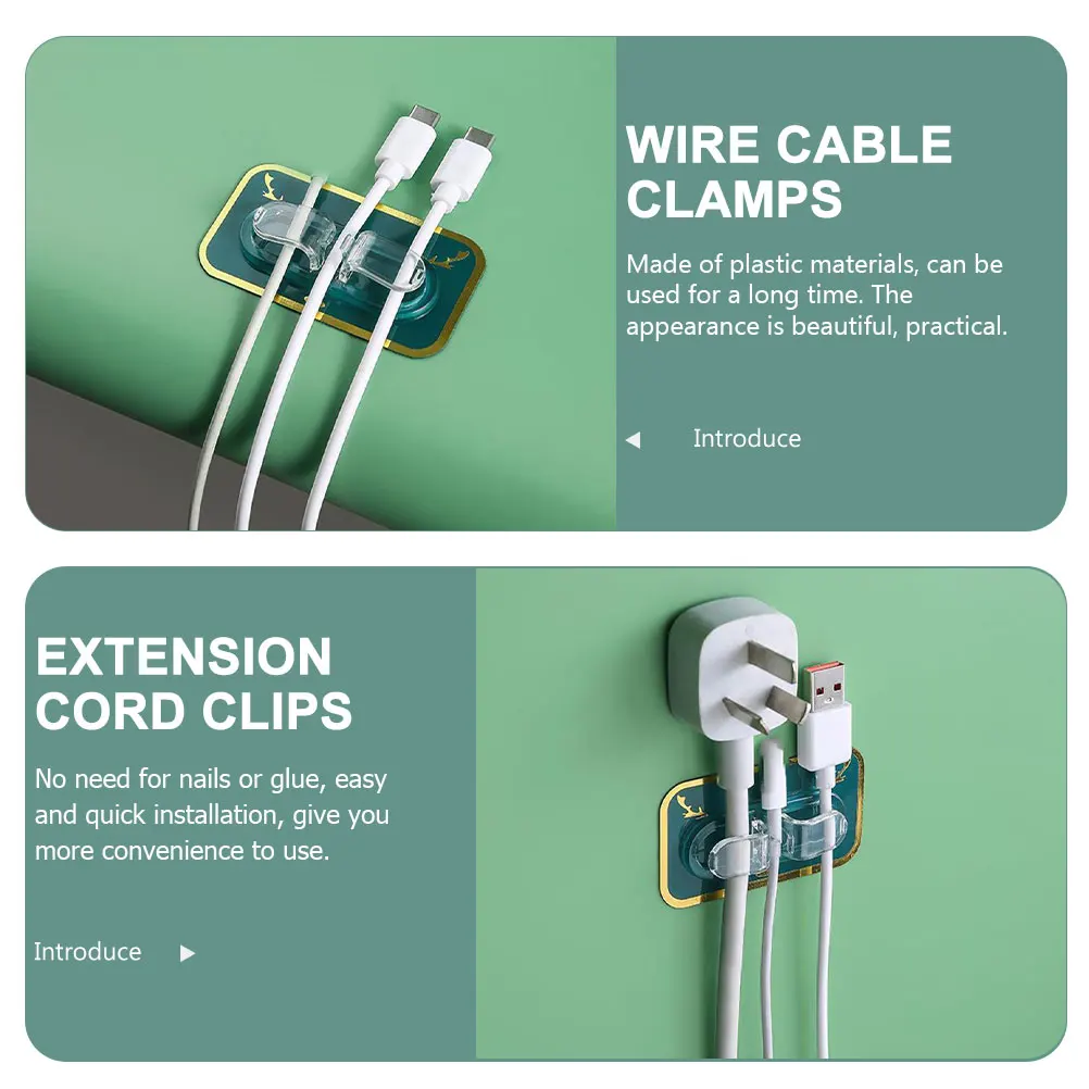 8 قطعة مقاطع كابلات منظم سلك ذاتي اللصق للجدار سطح المكتب إدارة الحبل حامل عصا على مشابك الأسلاك مشبك جدار الحبل #6