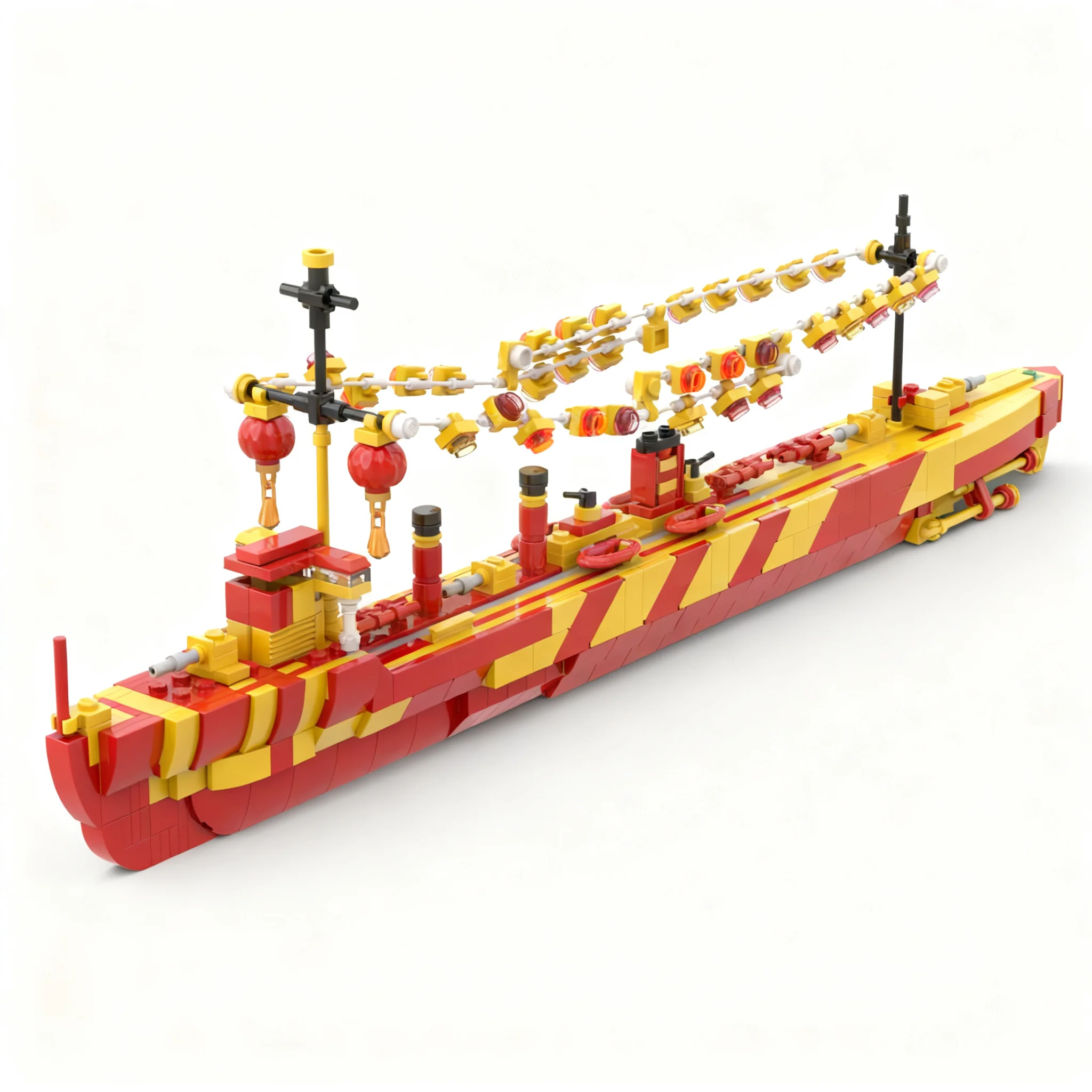 709pcs MOC Lunar New Year Isokaze Boat Model Building Blocks Christmas Gift DIY Art Collection Education Assemble Brick Craft