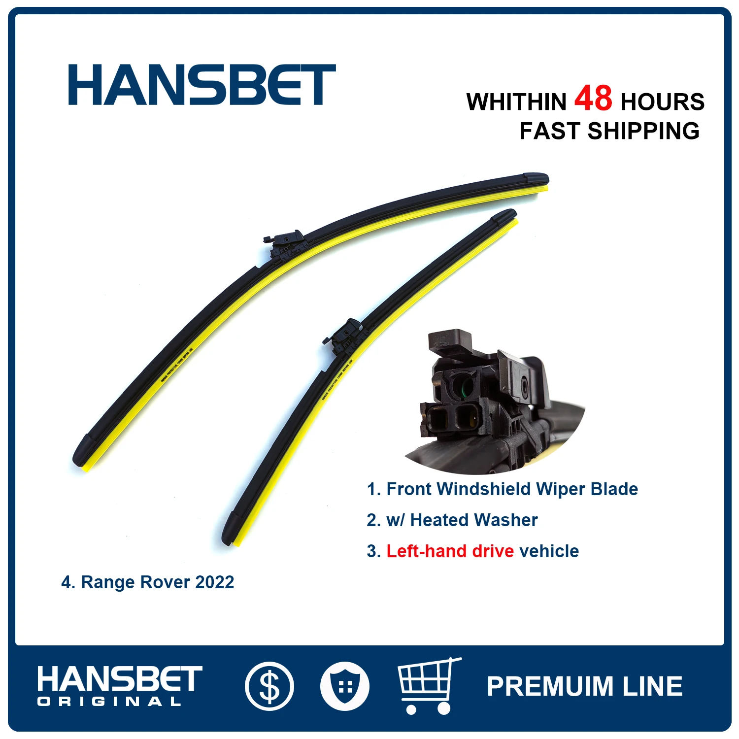 

Комплект щеток стеклоочистителя переднего окна с подогревом шайбы для LHD LAND ROVER Range Rover 2022, HANSBET