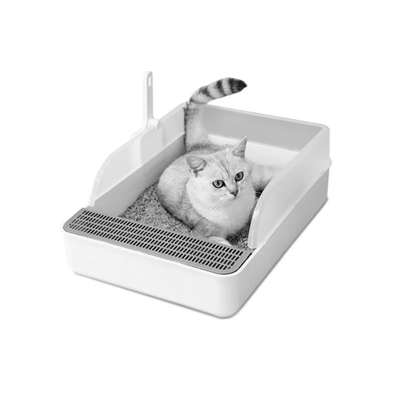 

Semi - Enclosed Cat Litter Box with Transparent Shield, Anti - Litter Tracking Design for Cats