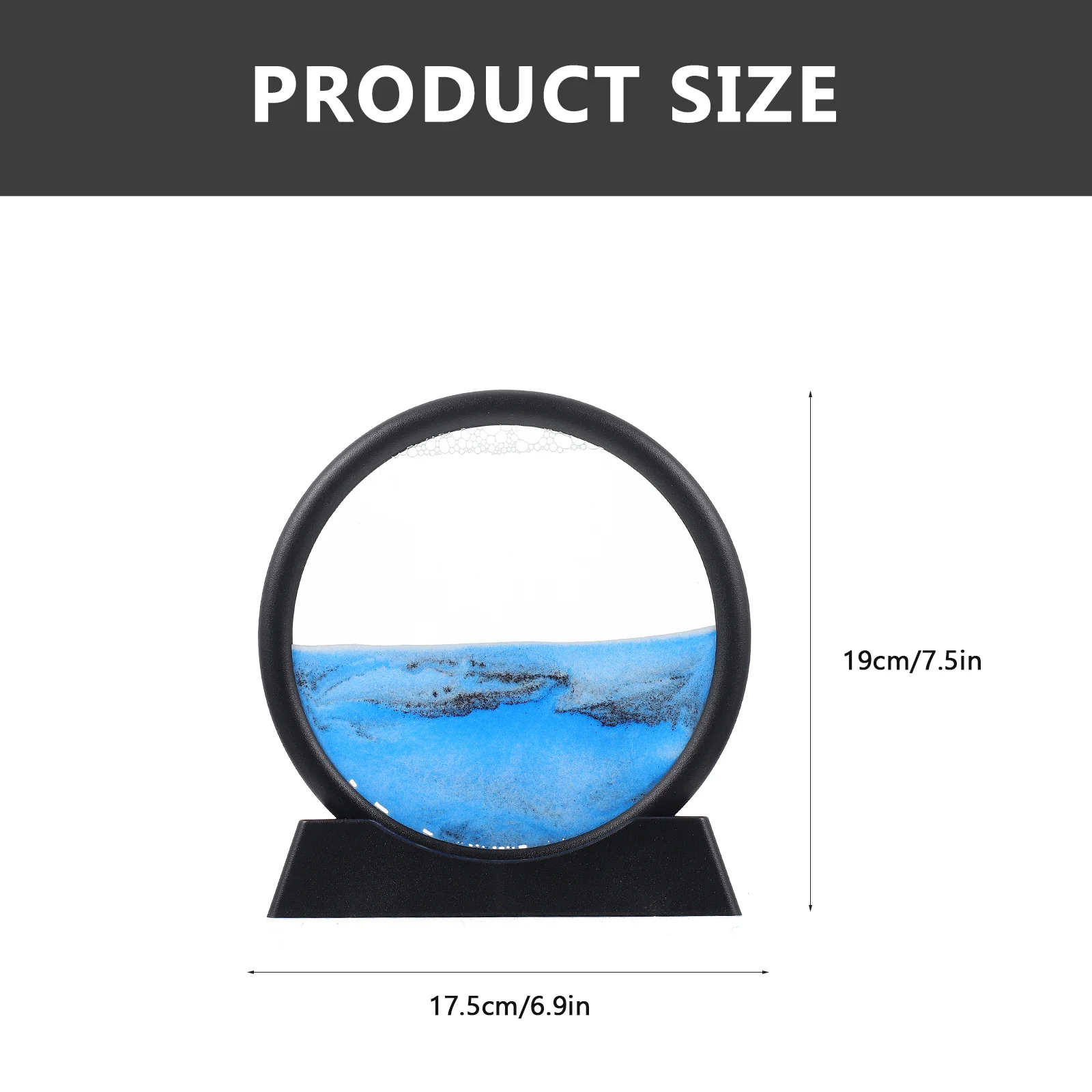 Marco redondo 3D, decoración artística de paisaje de arena móvil para escritorio, oficina, decoración del hogar, adorno de pintura de arena movediza