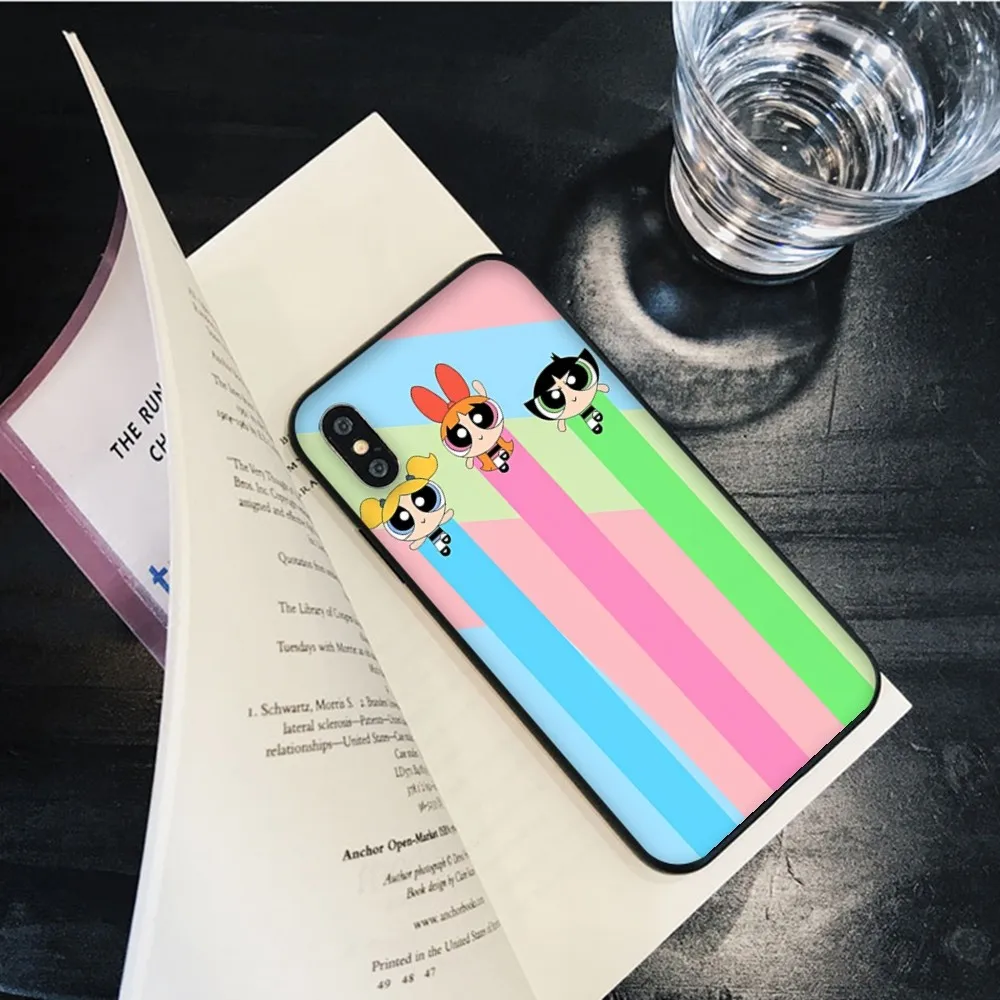 Coque de téléphone portable en silicone souple avec dessin animé mignon P-Powerpuff Girls, coque en poly pour iPhone 15, 14, 13, 12, 11 Pro Mini XS MAX, 8, 7, 6 Plus