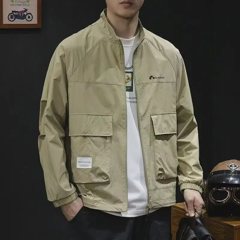 

High-End Ice Silk Sun Protection Clothing Men's New Sle Fiing Jaet Summer Breathable Lightweight Long Sve Zipper Jaet