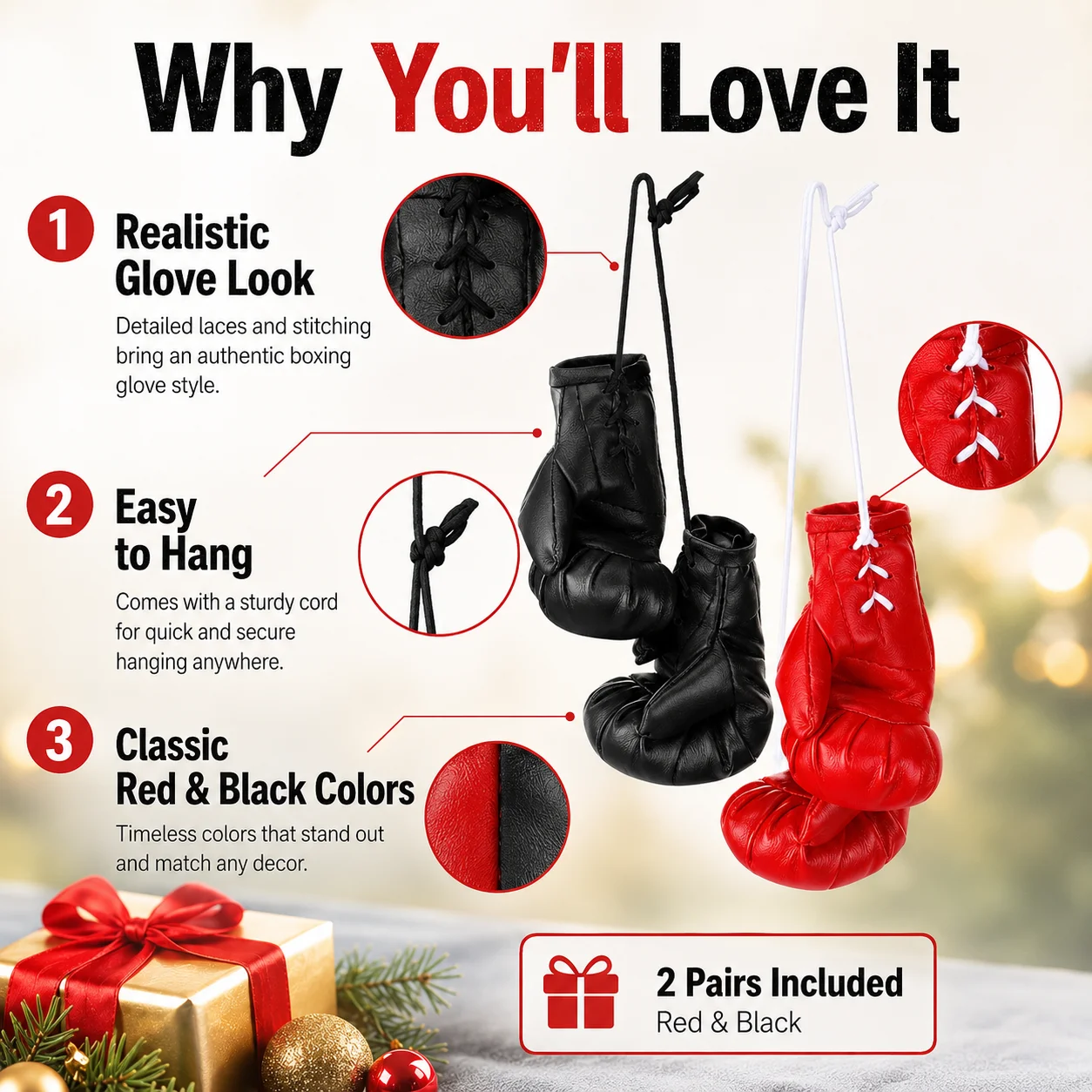1 Pairs Mini Boxing Gloves Car - огляд і ціна Car Accessories Walmart