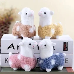 Creative Cute 12cm Alpaca Plush Dolls Keychains Soft Stuffed Animal Toys Lamb Bag Pendant Car Key Ring For Kids Girls Gift