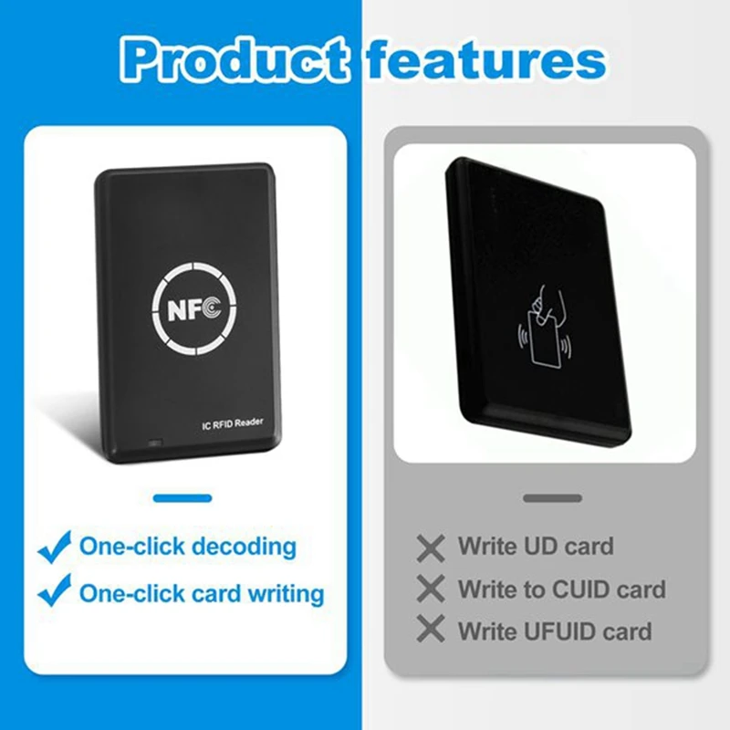 RFID NFC Copier Duplicator 13.56Khz Key Fob NFC Smart Card Reader Writer 13.56Mhz Encrypted Programmer USB UID T5577 Accessories