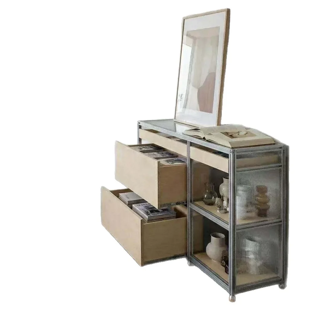 Light luxury multi-layer optical axis rack display display aluminum profile birch ocean board storage rack storage
