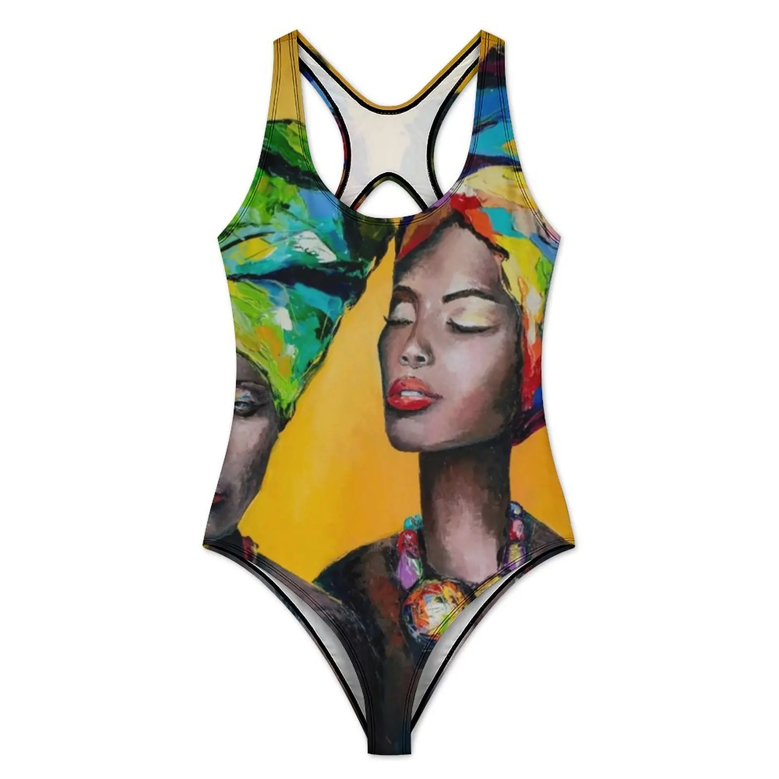 African Woman Swimsuit Sexy Hot and Cold One-Piece Swimwear Push Up Bodysuit Fashion Vacation Bath Beach Outfits