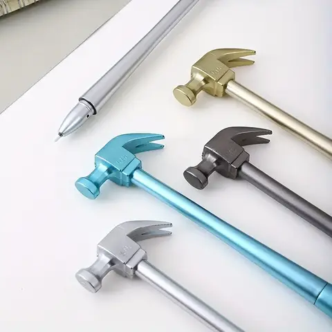 Novelty Hammer Shaped Ballpoint Pen, Multicolor Metal Construction Pen for Office & Gift, Unique Construction-Themed Stationery
