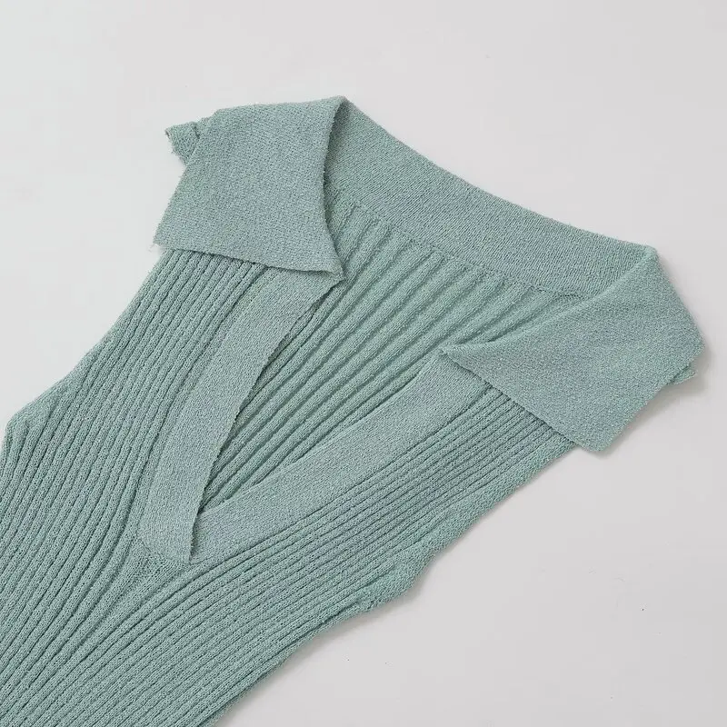 Vestido Largo de Punto con Ribete para Mujer, Verano 2025, Cuello en V, Sin Mangas, Estilo Casual, Nuevo Modelo de Verano, Ve...