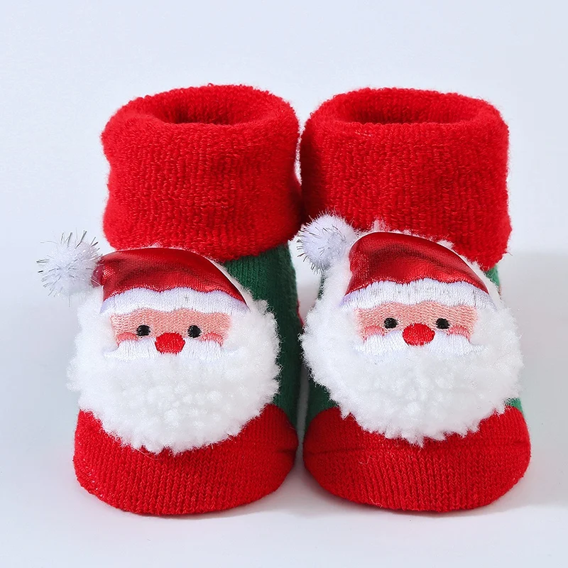 Christmas Kids Socks for Girls Boys Soft Non-slip Cotton Toddler Baby Christmas Socks for Newborns Infant Short Socks Clothing