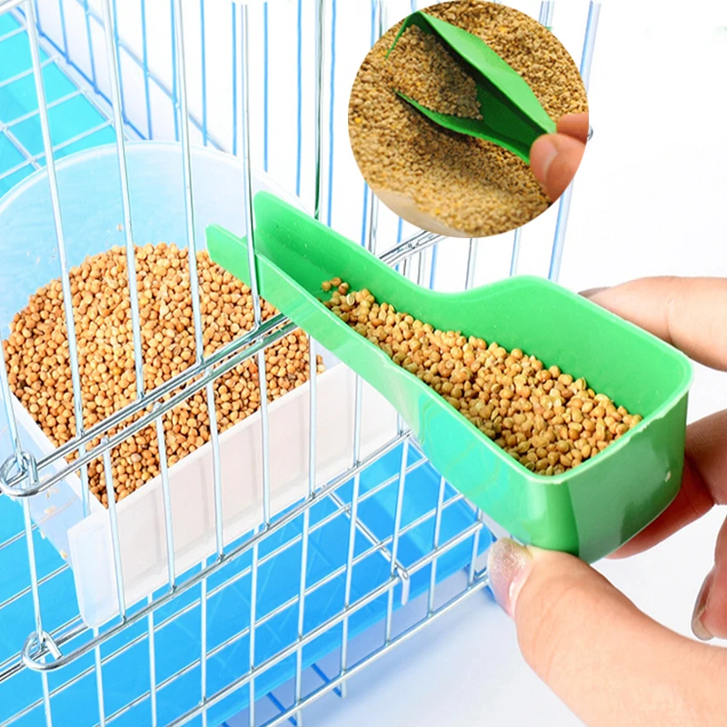 Comedero para pájaros, dispensador de comida para loros, cuchara de plástico para comida de pájaros, suministros para pájaros, herramientas para jaula, alimentador Simple, herramienta de alimentación para loros