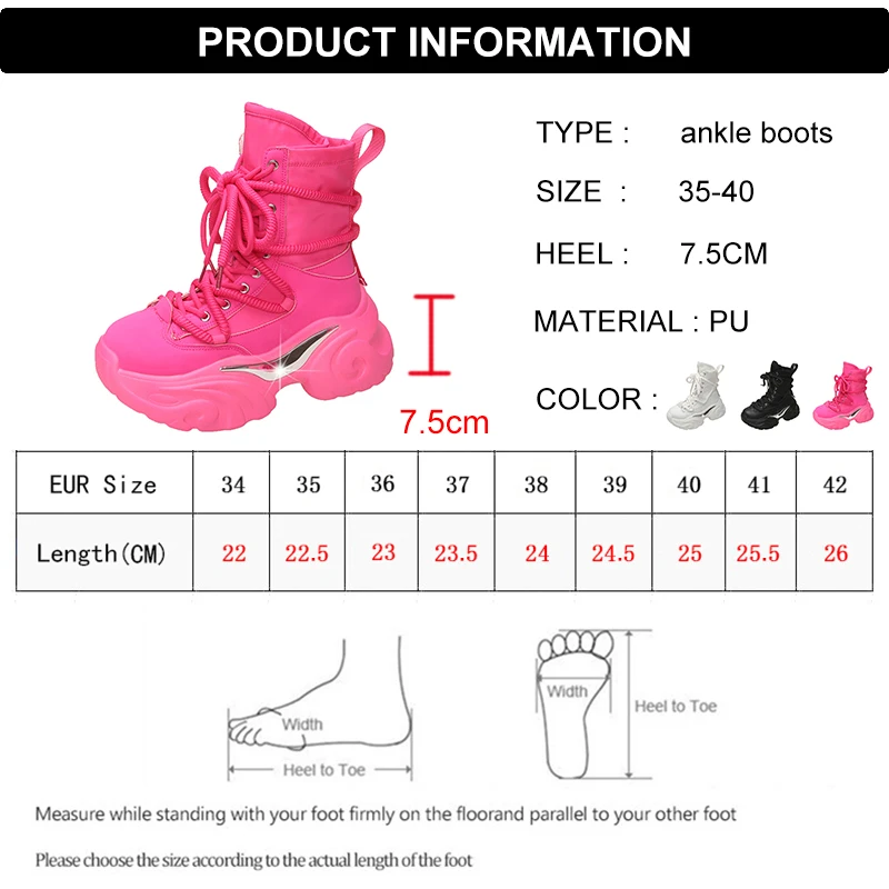 Lucyever White Chunky Platform Motorcycle Boots Woman Thick Bottom Punk Gothic Shoes Woman 2023 Fashion Lace Up Ankle Boots