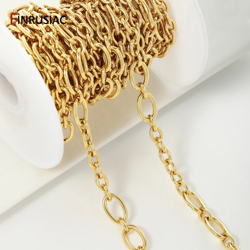 

Позолоченные цепочки из латуни 18K, овальные, в стиле хип-хоп и панк, для создания украшений своими руками, материалы для изготовления ожерелий, браслетов и аксессуаров.