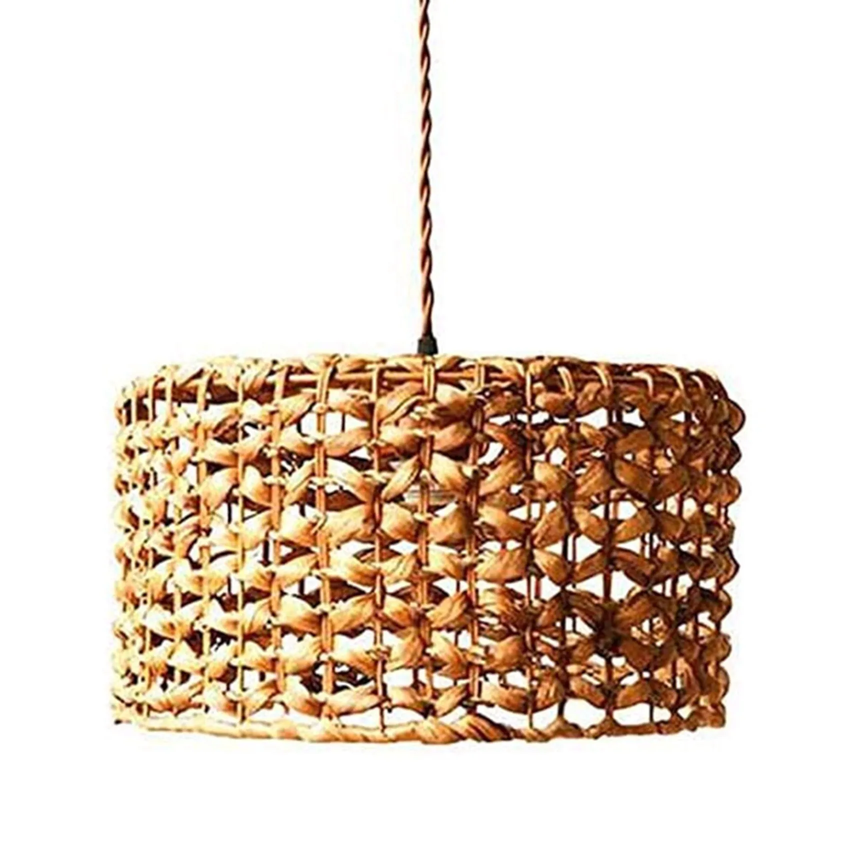 

Rattan Pendant Light Vintage Weaving Chandelier Round Lampshade Retro Rattan Light Height Adjustable Hanging Light E27