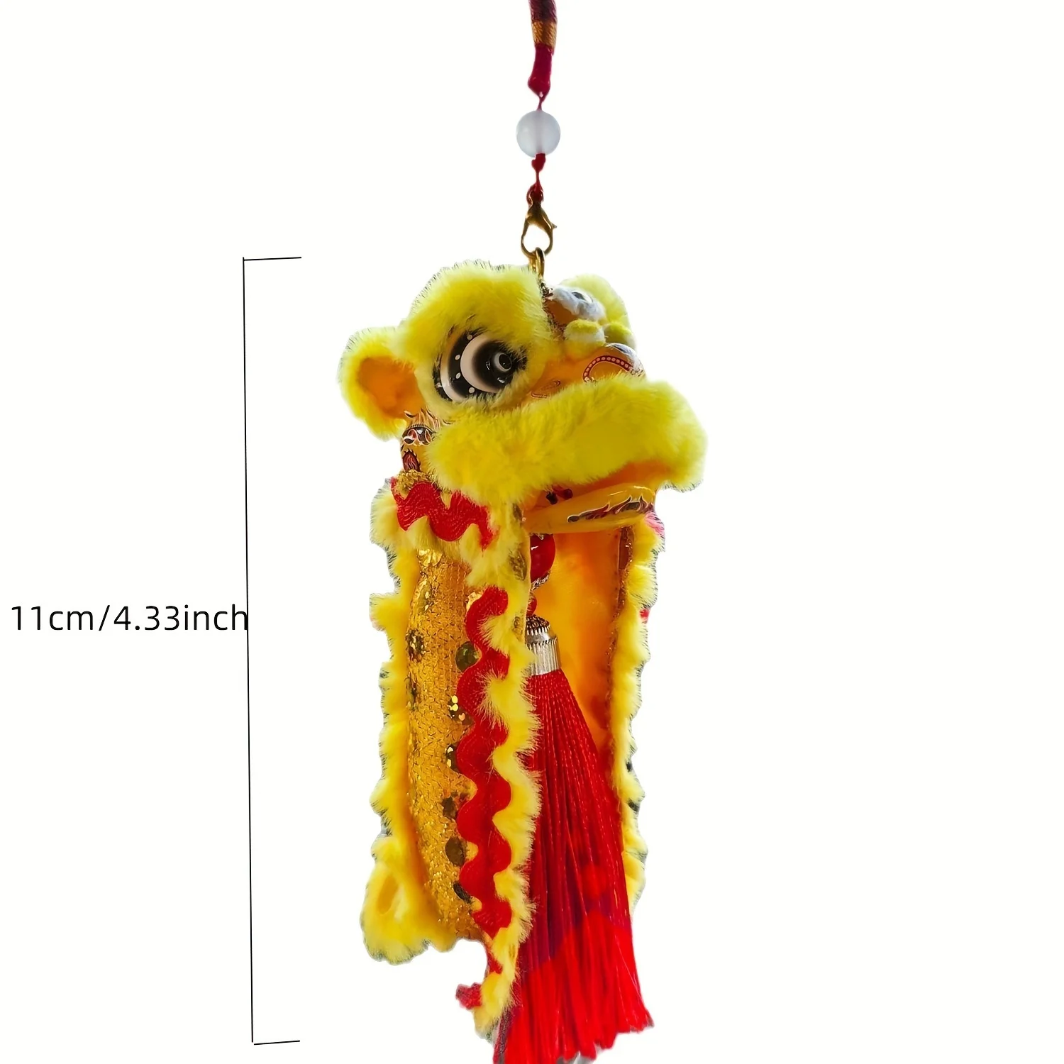 1pc Chinese Dance Lion Car Hanging Ornament Chinese Knot Tassel Rear View Mirror Lucky Charm For Home Door Knob Spring Festival