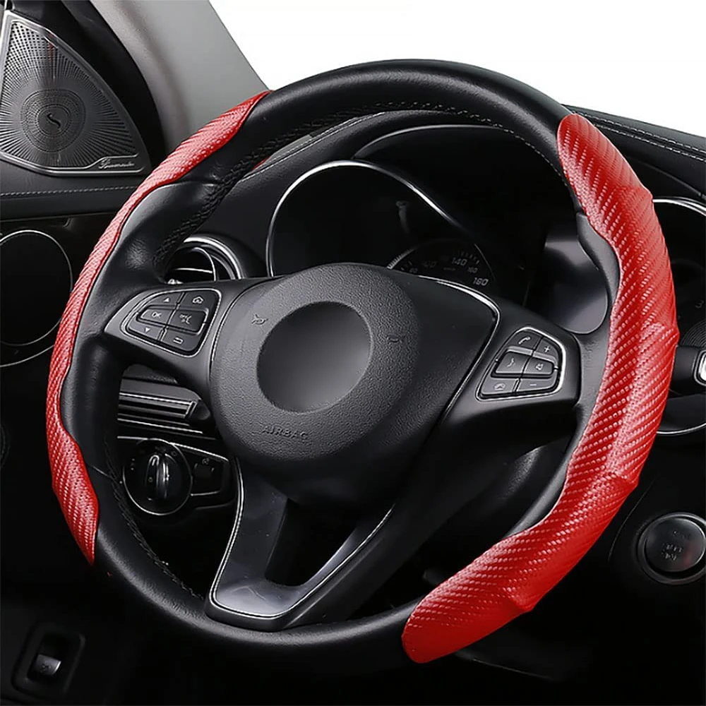 

Car Steering Wheel Cover Carbon Fiber Sports 38cm Ultra-thin Non-slip Card Protective Cover Summer Winter Handle Cover Type D