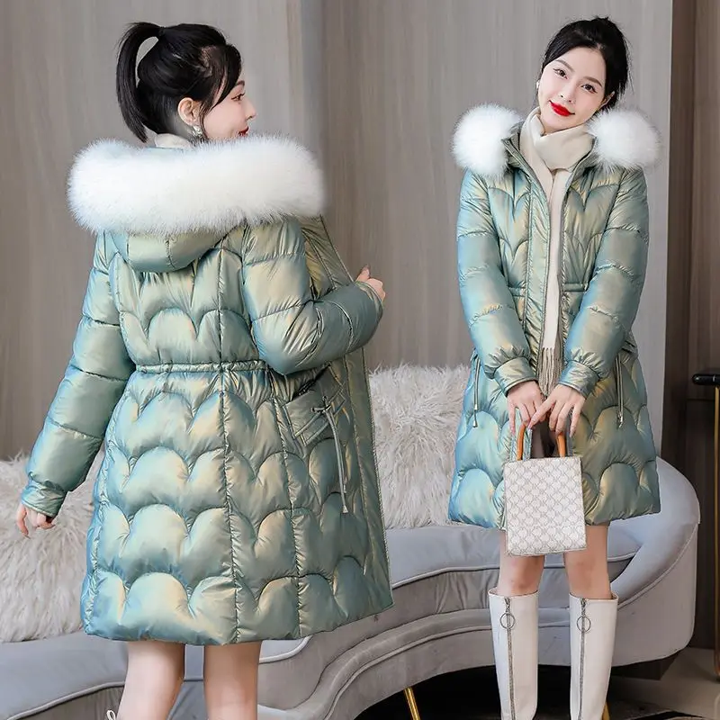 

2023 New Women Down Cotton Coat Winter Jacket Female Large Size Hin Thin Parkas Thicken Shitsuke Outwear Medium Style Overcoat