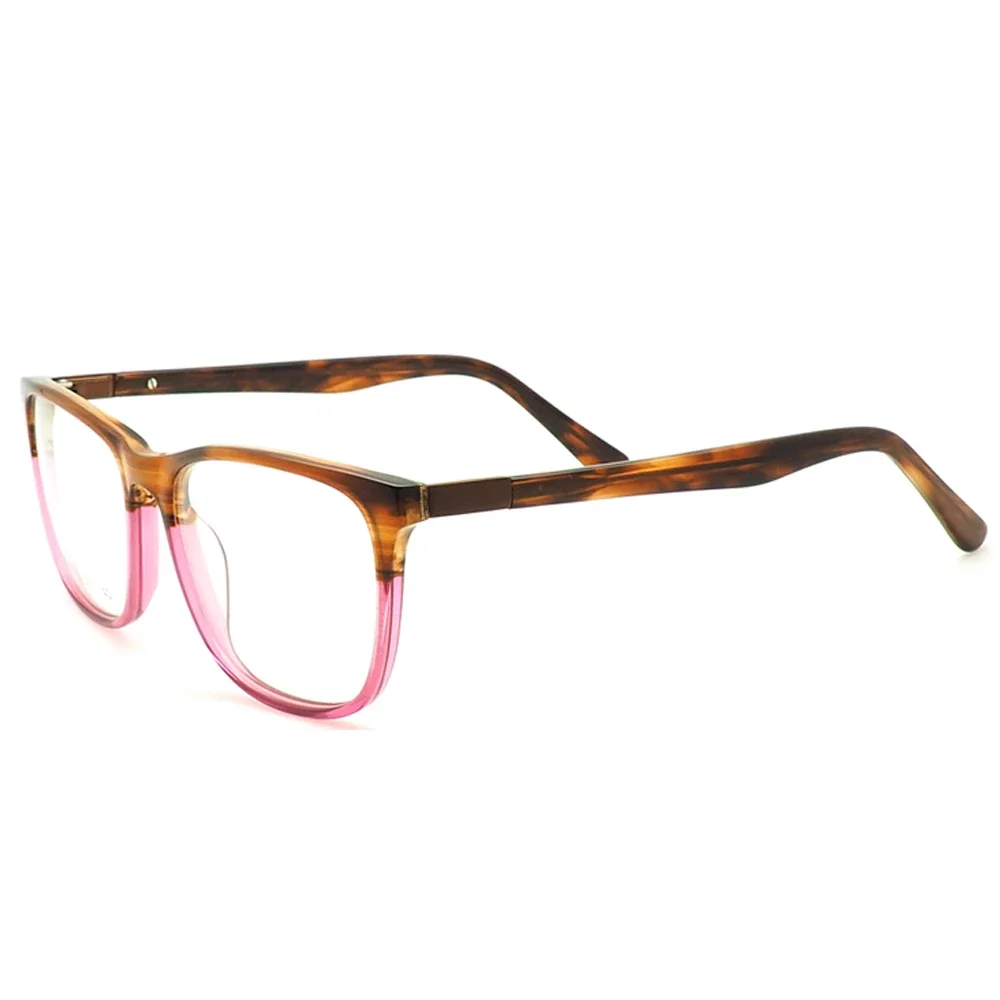 Women Retro Two Toned Eyeglass Frames Men Square Vintage Light Acetate Glasses Blue Pink Purple Green Brown Eyeglasses Frames