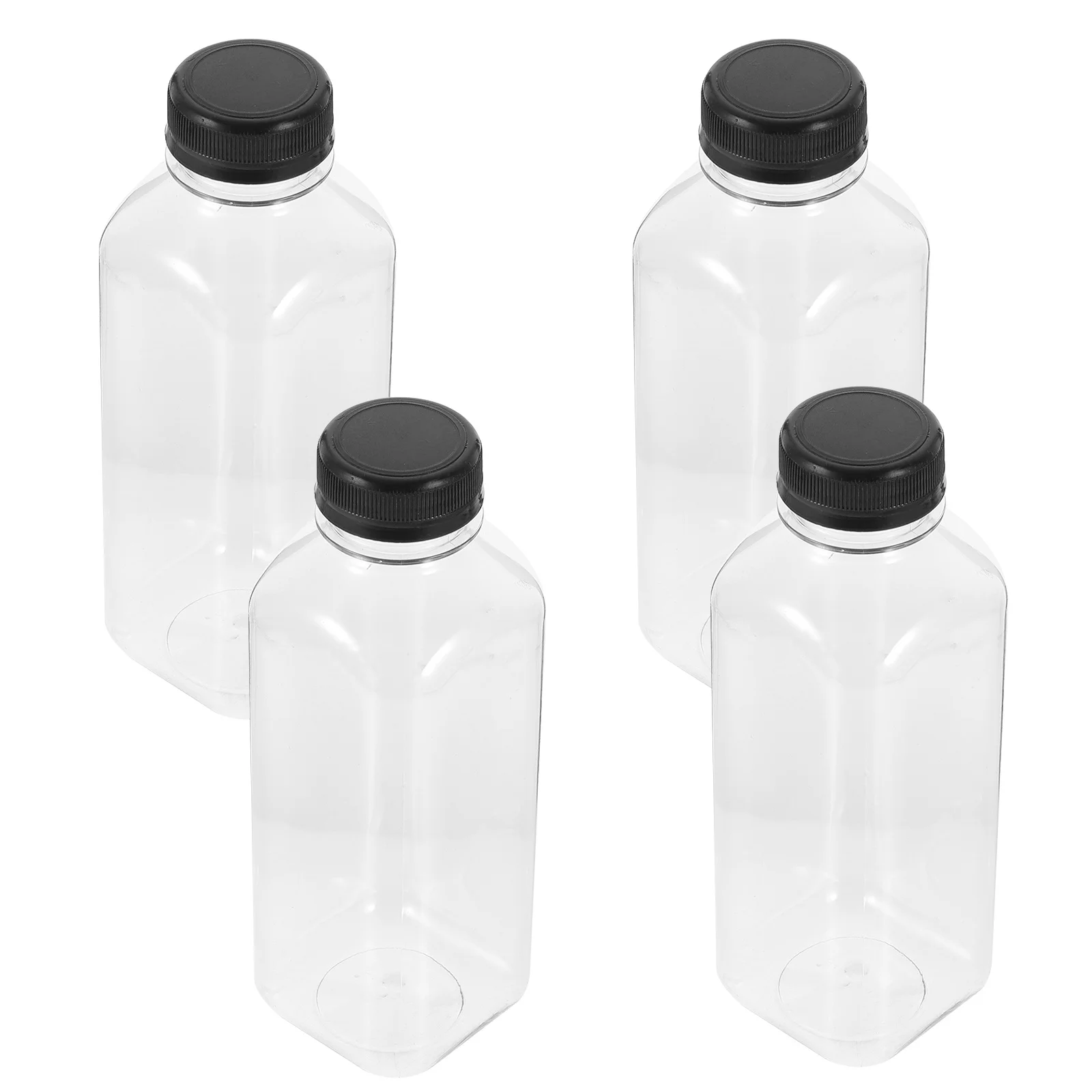 4Pcs Botol Penyimpanan Hewan Peliharaan Transparan Bebas BPA dengan Tutup Sekrup, Wadah Jus Air, Tabung Transparan, Aman untuk Makanan, Stoples Penyimpanan