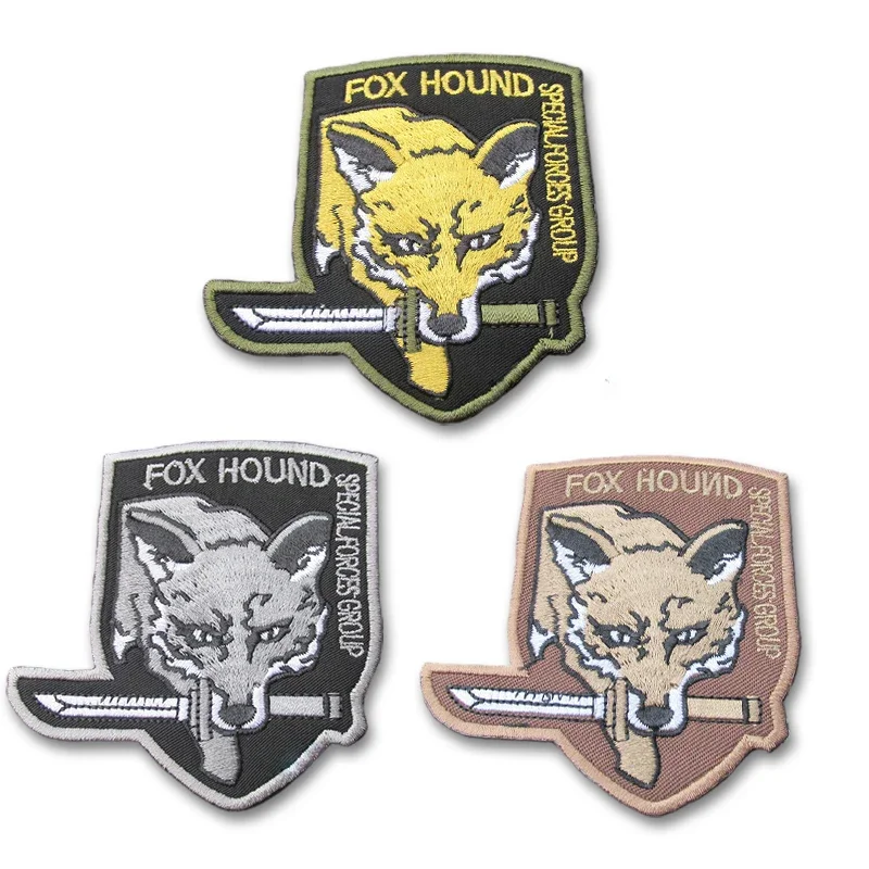 Metal Gear Solid Foxhound Embroidery Patch Military Tactics Badge Hook&Loop Sticker Special Force Group Armband Applique Patches