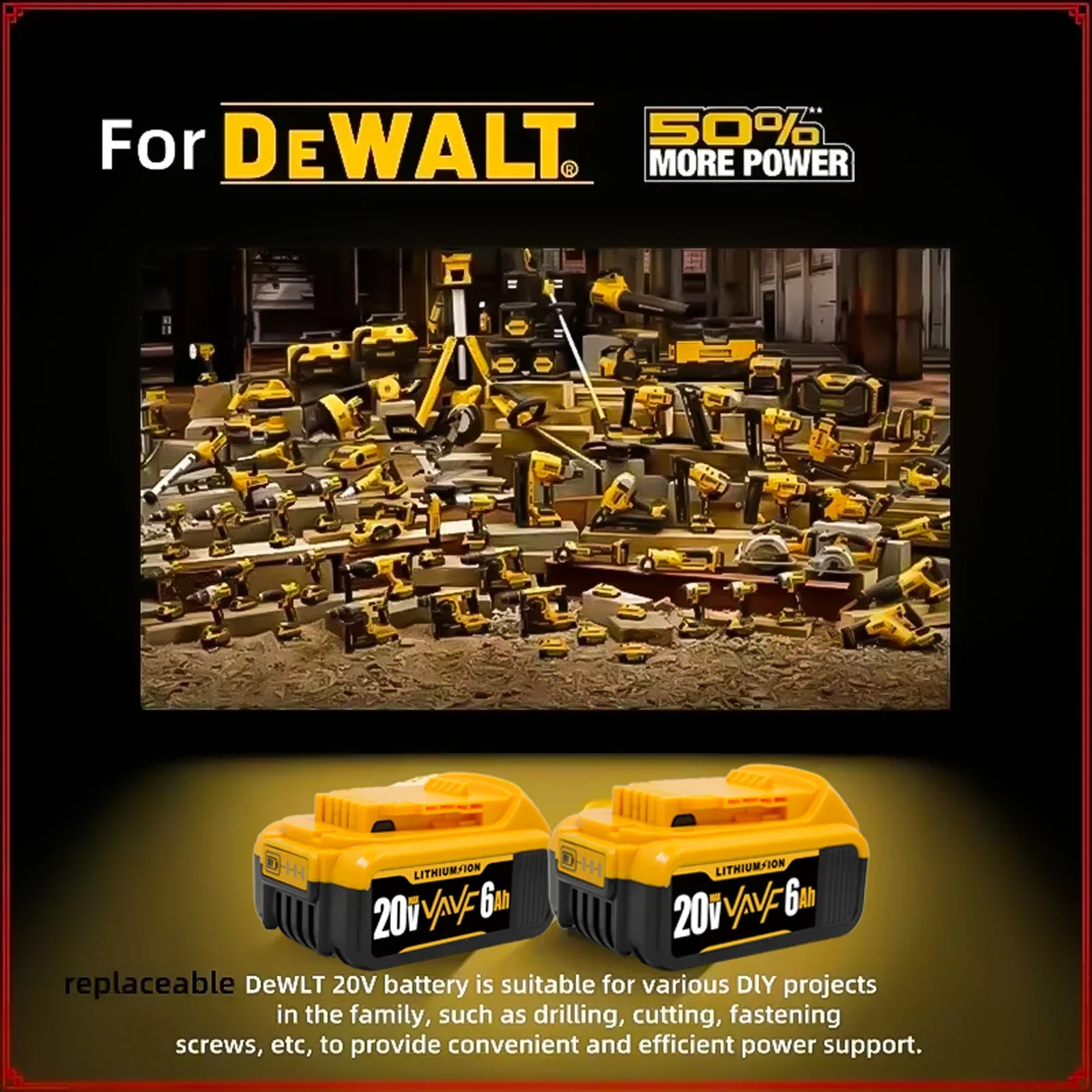 Originální náhradní baterie pro Dewalt 18V DCB200 20V 6,0Ah lithium-iontová DCB184 DCB200 DCB182 DCB180 DCB181 DCB182 DCB201 DCB206🍑 - náhled 4