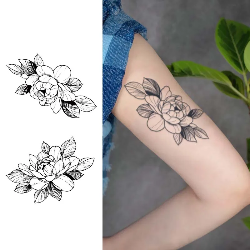 Flowers, Lasting 1-2 Weeks Waterproof, Temporary Tattoo Stickers, Semi-Permanent Fake Tattoos for the Arms and Shoulder