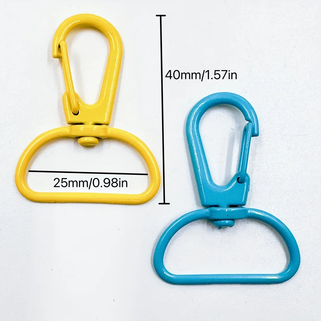 10Pcs Colorful D-Ring Buckles with Semi-Circular Connectors, Heavy-Duty Round Tail Swivel Snap Hooks for DIY Crafts, Backpacks