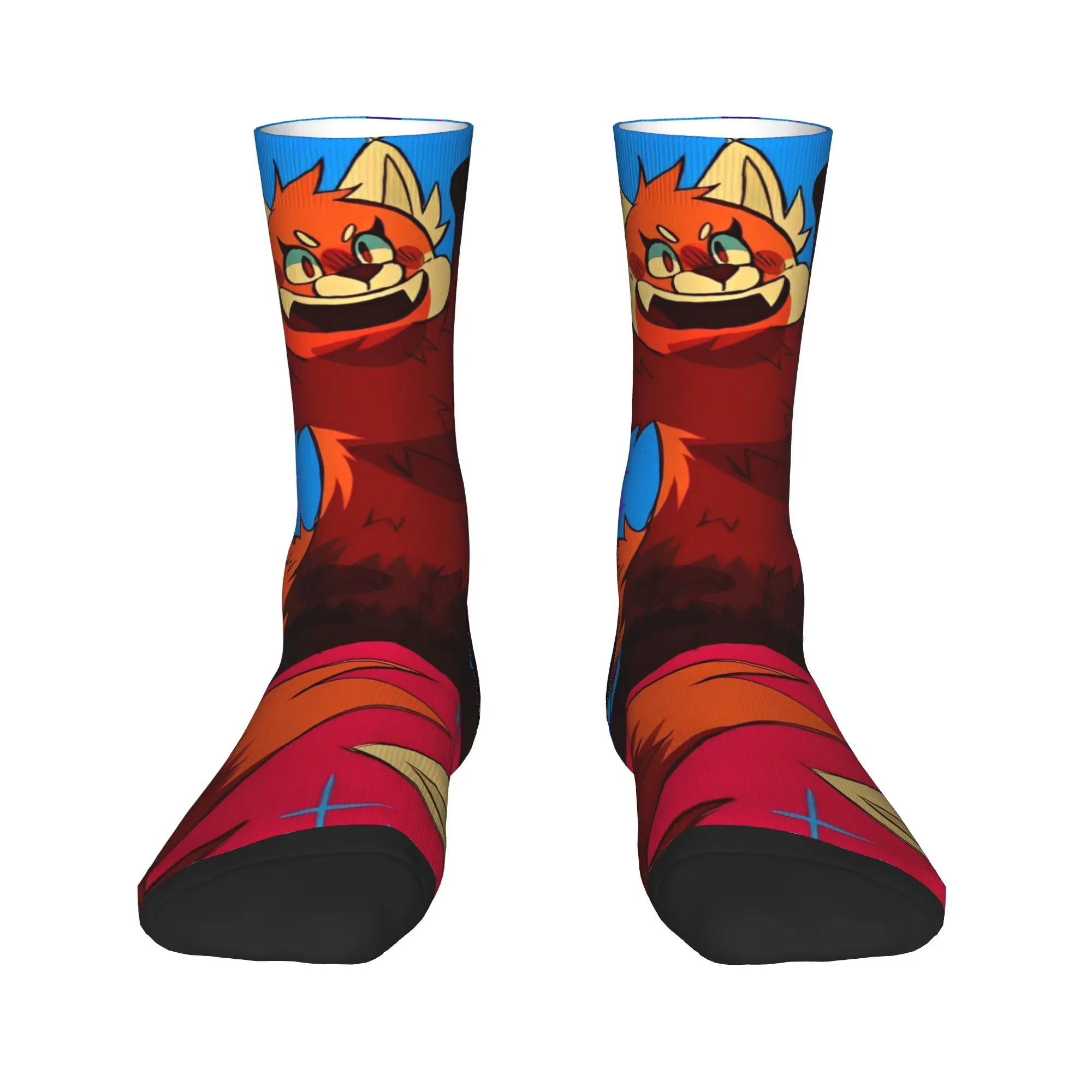 Meias masculinas girando vermelho bonito urso meias antibacterianas meias macias outono novidade padrão meias ao ar livre